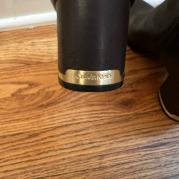 Calvin Klein Coffee Bean Brown Block Heel Chelsea Fioranna Boots Gold Size 6.5 - Picture 6 of 13